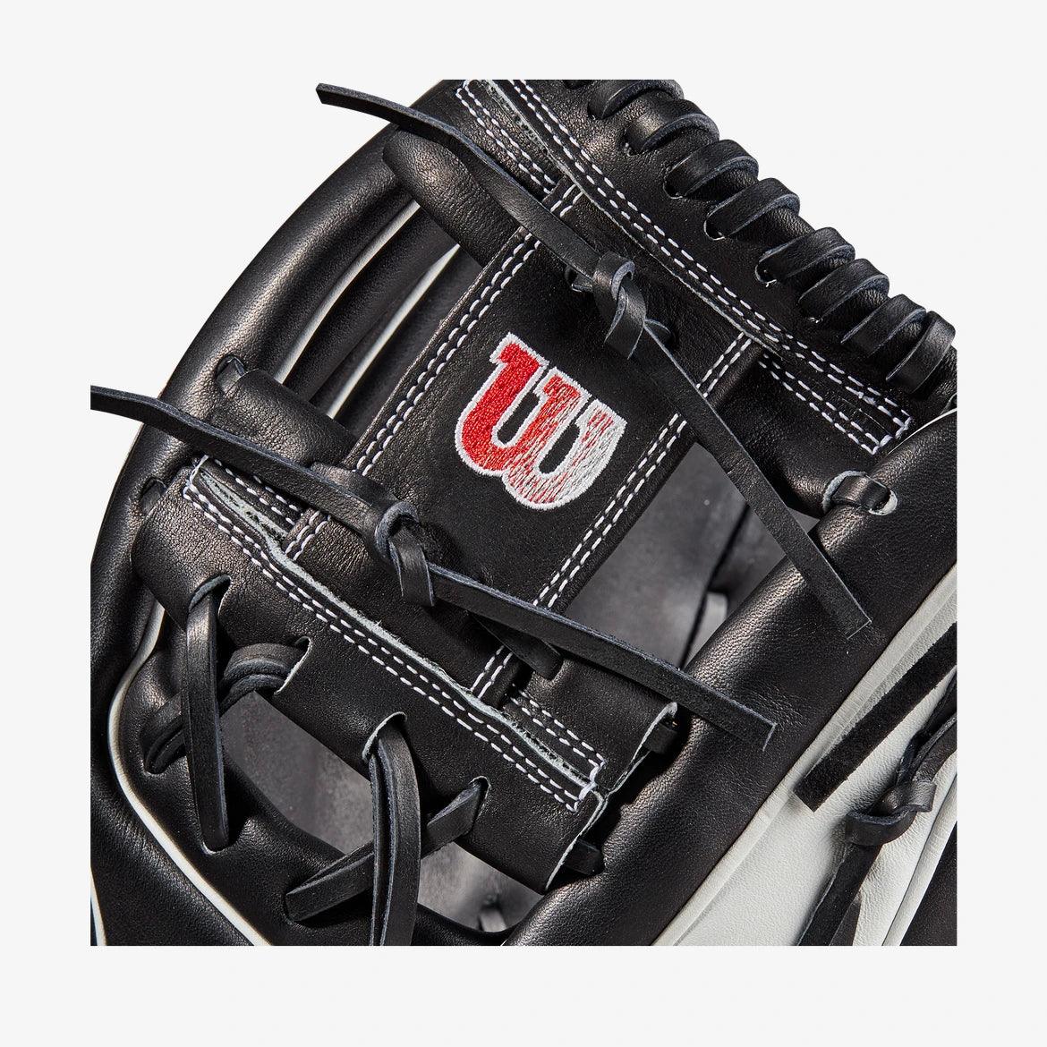 Wilson A2000 11.75” I-Web Black White Red Infield Glove - CustomBallgloves.com