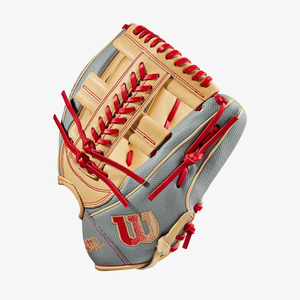 Wilson A2000 11.75” OG Web Gray Blonde Red Infield Glove - CustomBallgloves.com