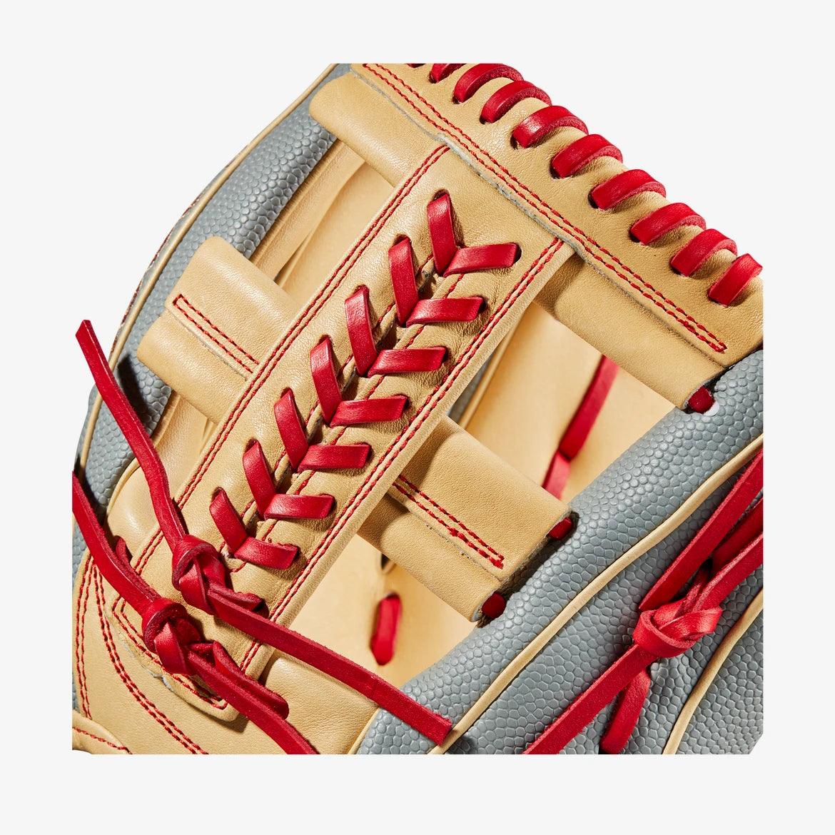 Wilson A2000 11.75” OG Web Gray Blonde Red Infield Glove - CustomBallgloves.com