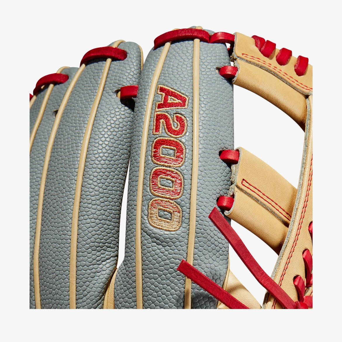 Wilson A2000 11.75” OG Web Gray Blonde Red Infield Glove - CustomBallgloves.com