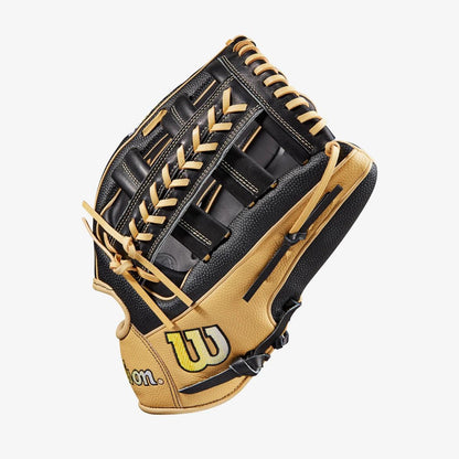 Wilson A2000 12.75” H-Web Black Blonde Brown Outfield Glove - CustomBallgloves.com