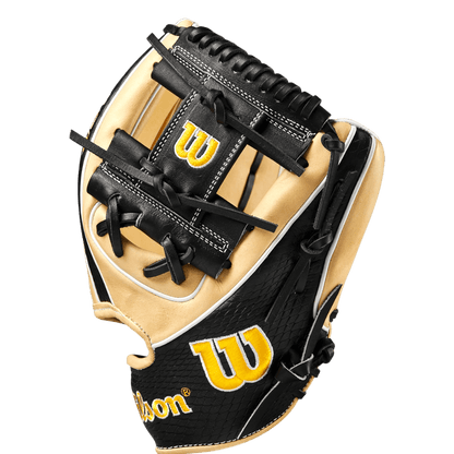 Wilson A2K 11.5” WBW101373115 I-Web Blonde Black Infield Glove - CustomBallgloves.com