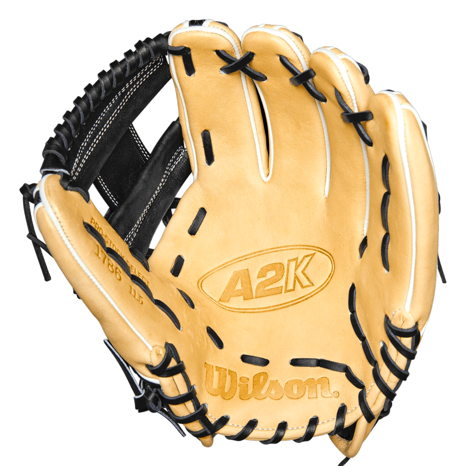 Wilson A2K 11.5” WBW101373115 I-Web Blonde Black Infield Glove - CustomBallgloves.com